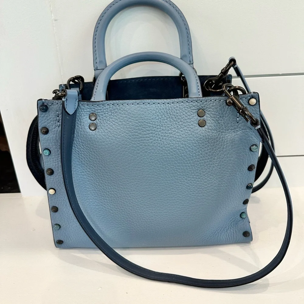 Coach 1941 Rogue 25 Slate Blue with Rivets Like New Bag with dustbag all extras - Picture 10 of 15